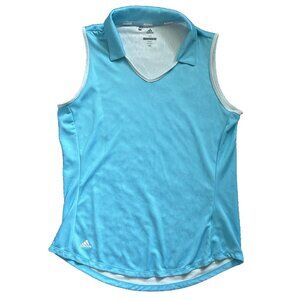 Adidas Golf Women's Jacquard Sleeveless V-Neck Polo Bright Cyan Medium